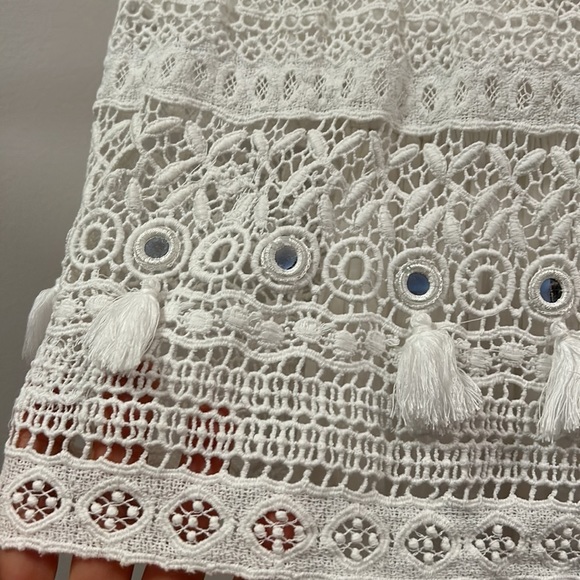 White Open Shoulder White Maxi Lace Neck Beach Summer Dress size XS - Picture 6 of 8